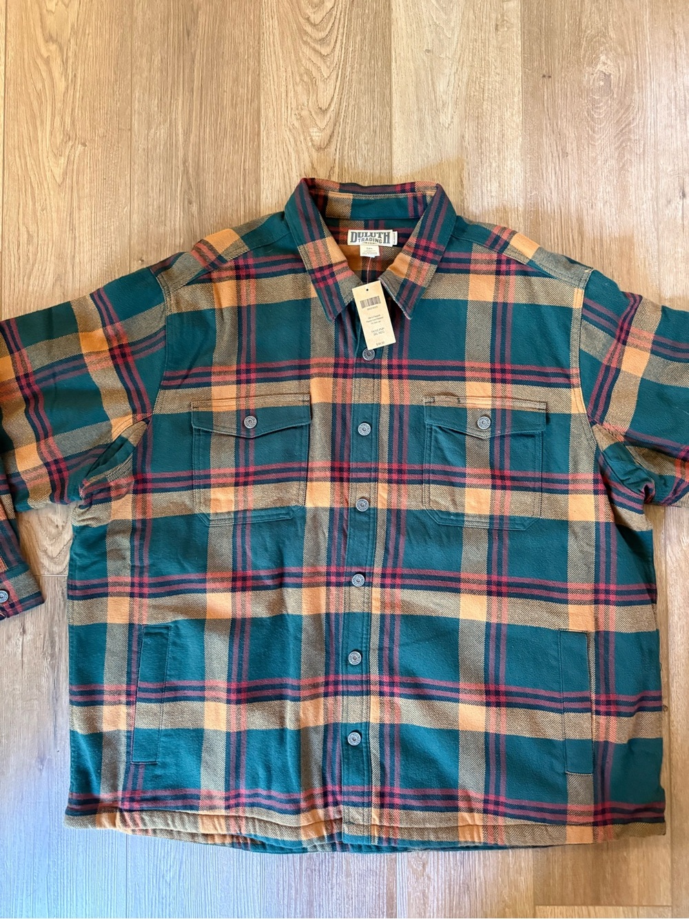 Brand New Duluth Trading Green & Rust Plaid Fleece Lined Shirt Jacket 3XL NWT